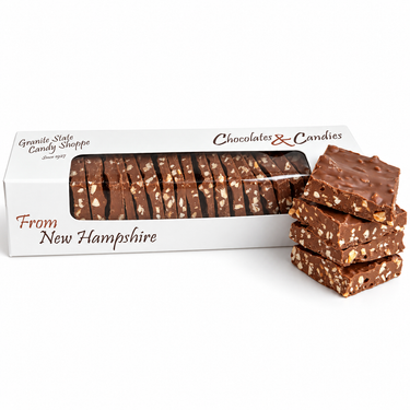 8 oz. Milk Chocolate Almond Bark window box on a white background
